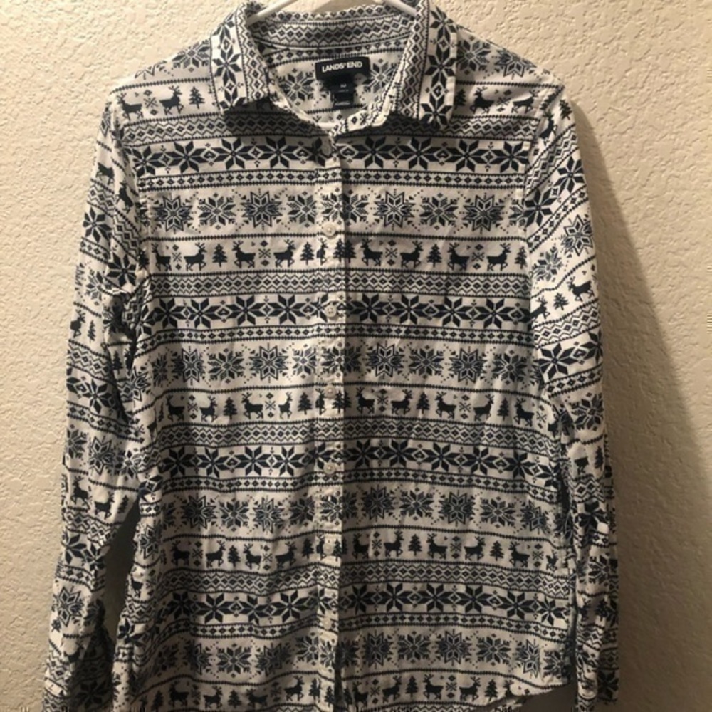 Lands End flannel Shirt 100% cotton - Picture 5 of 9